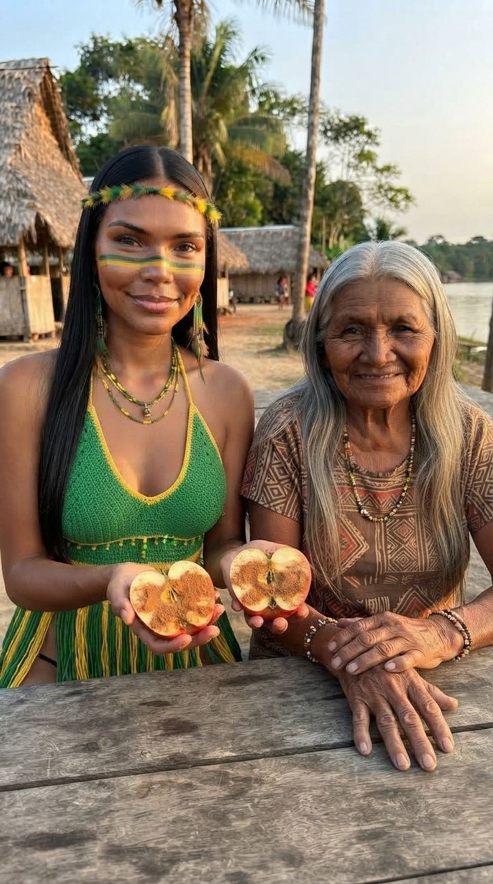 Gaby and her grandmother in the village